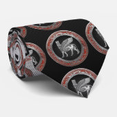 [700] Assyrian Winged Bull - Silver Lamassu Stropdas (Opgerold)