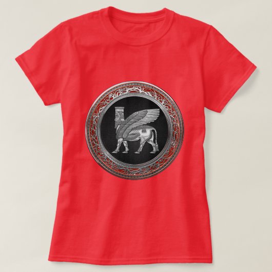 [700] Assyrian Winged Bull - Silver Lamassu T-shirt (Design voorkant)