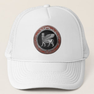 [700] Assyrian Winged Bull - Silver Lamassu Trucker Pet