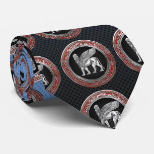 [700] Assyrische scharnieren - Silver Lamassu Stropdas