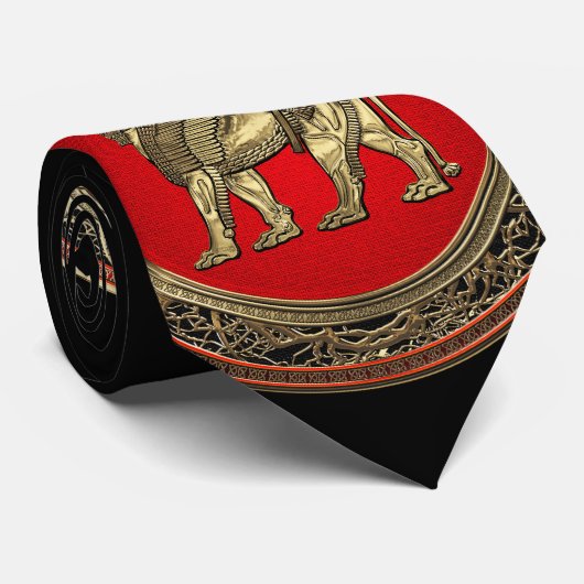 [700] Assyrische vleugelvleugel Lion - Gold Lamass Stropdas (Opgerold)