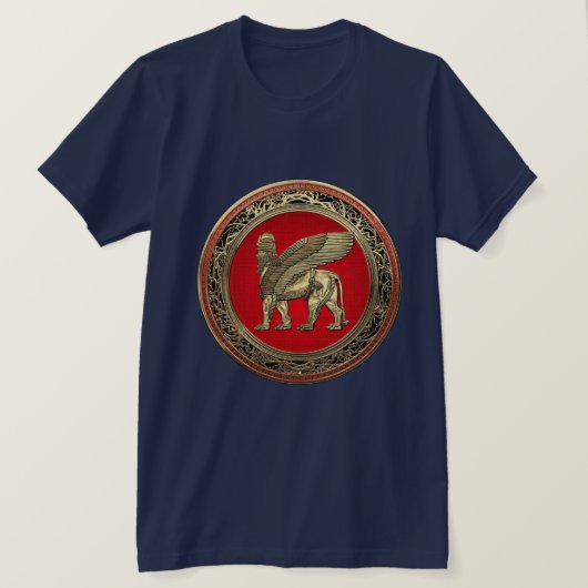 [700] Assyrische vleugelvleugel Lion - Gold Lamass T-shirt (Design voorkant)
