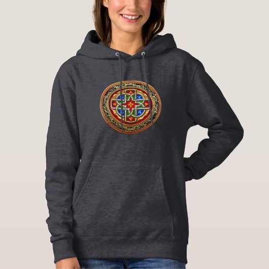 [700] Celtic Cross [Gold+Enamel] Hoodie (Voorkant)
