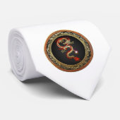 [700] Golden Chinese Dragon Fucanglong Stropdas (Opgerold)