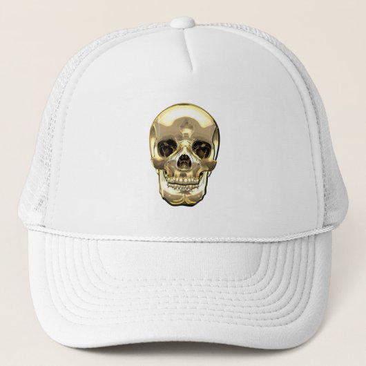 [700] Gouden menselijke schedel Trucker Pet (Voorkant)