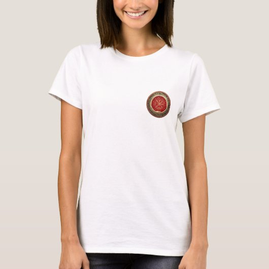 [700] Vegvisir - Viking Gold Magic Runass T-shirt (Voorkant)