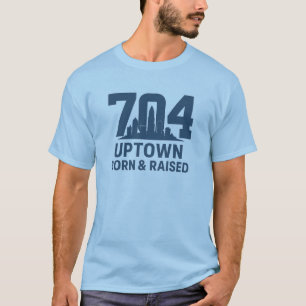 704 Uptown Charlotte Skyline - Geboren en getogen  T-shirt
