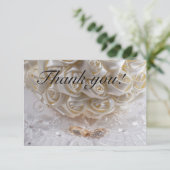 7060-Bruidsboeket met trouwringen Bedankkaart (Staand voorkant)