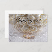 7060-Bruidsboeket met trouwringen Bedankkaart (Voorkant / Achterkant)