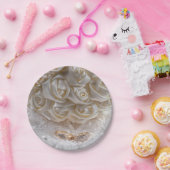 7060-Bruidsboeket met trouwringen Papieren Bordje (Feest)