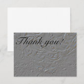 7060-E-bruidsboeket met ringen in reliëf Bedankkaart (Voorkant / Achterkant)