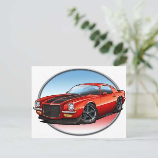 70-73 Red B Camaro.png Briefkaart (Staand voorkant)