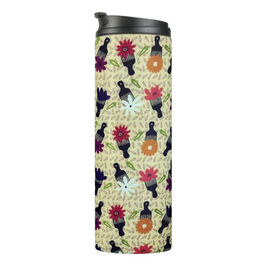 70 Afro plukken en bloemen Thermosbeker (Geroteerd rechts)