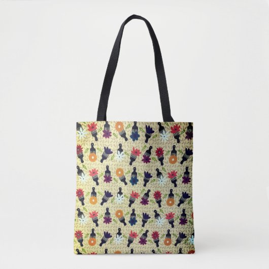 70 Afro plukken en bloemen Tote Bag (Voorkant)