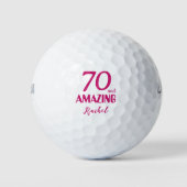 70 and Amazing Friend Gift – Roze 70e verjaardag Golfballen (Voorkant)