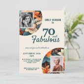 70 and Fabulous Flower Pattern 2 Foto Verjaardag Kaart (Staand voorkant)