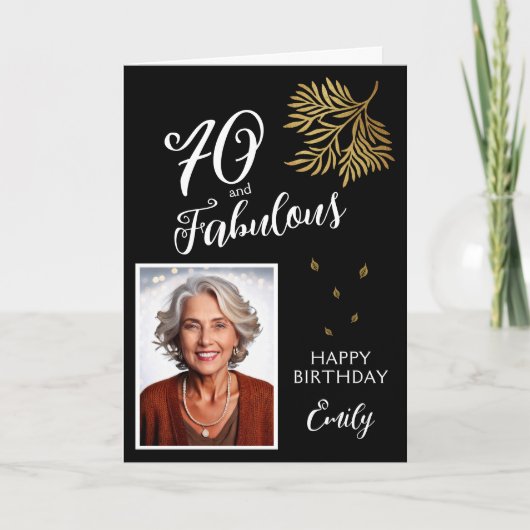 70 and Fabulous Foliage 70th Birthday Photo Card Kaart (Voorkant)