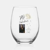 70 and Fabulous Foliage 70th Birthday Photo Wijnglas Zonder Voet (Voorkant)