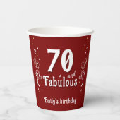 70 and Fabulous Foliage Red 70th Birthday  Papieren Bekers (Achterkant)
