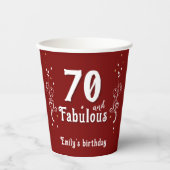 70 and Fabulous Foliage Red 70th Birthday  Papieren Bekers (Voorkant)