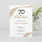 70 and Fabulous Gold 70th Birthday Invitation Kaart (Staand voorkant)