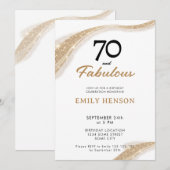 70 and Fabulous Gold 70th Birthday Invitation Kaart (Voorkant / Achterkant)