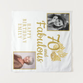 70 and Fabulous Gold Foliage 2 Foto Verjaardag Wandkleed (Voorkant (horizontaal))