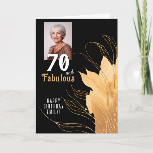 70 and Fabulous Gold Foliage 70th Birthday Foto Kaart (Voorkant)