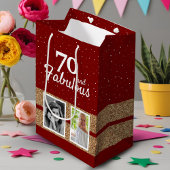 70 and Fabulous Gold Glitter 2 Photo 70th Birthday Medium Cadeauzakje