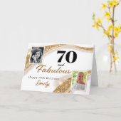 70 and Fabulous Gold Glitter Photo 70th Birthday Kaart (Gele Bloem)