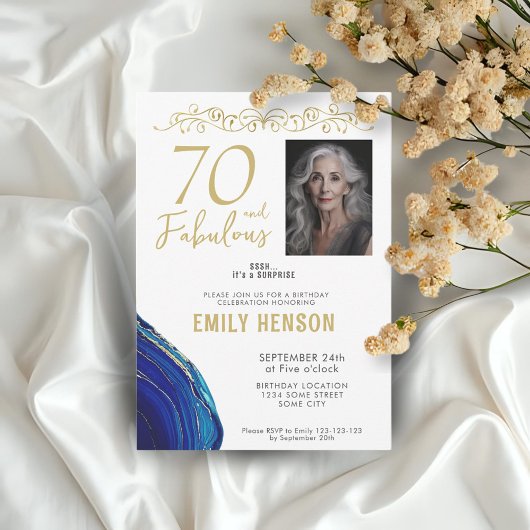 70 and Fabulous Gold Ornament 70th Birthday Foto Kaart