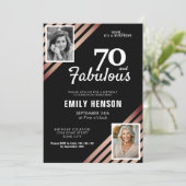 70 and Fabulous Gold Roos 2 Fotoverjaardag Kaart (Staand voorkant)