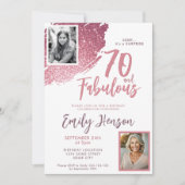70 and Fabulous Pink Glitter 2 Foto 70e verjaardag Kaart (Voorkant)