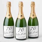 70 and Fabulous Seventy Birthday Elegant Script Sparkling Wijnetiket (Flessen)
