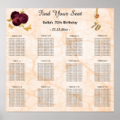 70 Birthday Foil Balloon Alphabetical Seating Plan Poster (Voorkant)