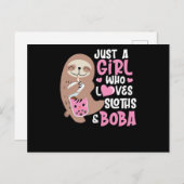 70.Boba Tea is gewoon een meisje dat van Sloths Bo Uitnodiging Briefkaart (Voorkant / Achterkant)