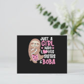 70.Boba Tea is gewoon een meisje dat van Sloths Bo Uitnodiging Briefkaart (Staand voorkant)