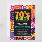 70 Colorful Circles Birthday Invitation Kaart (Voorkant)