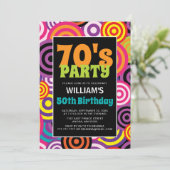 70 Colorful Circles Birthday Invitation Kaart (Staand voorkant)