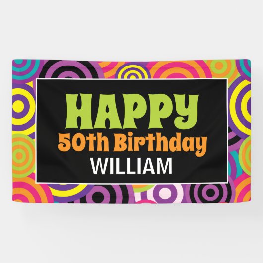 70 Colorful Circles Birthday Spandoek (Horizontaal)
