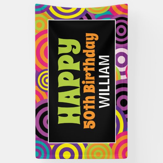 70 Colorful Circles Birthday Spandoek (Verticaal)