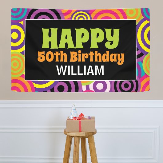 70 Colorful Circles Birthday Spandoek