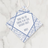 70 Dank u Wonky Lines Nummer Patroon Blauw/Wit Bedankjes Labels (Achterkant)