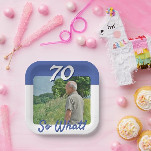 70 dus wat een grappig citaat foto 70e verjaardags papieren bordje (Feest)