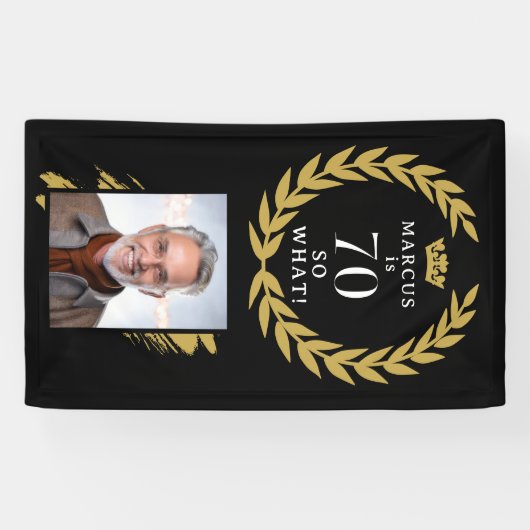 70 Dus wat een grappige Laurel Krans Foto Verjaard Spandoek (Horizontaal)
