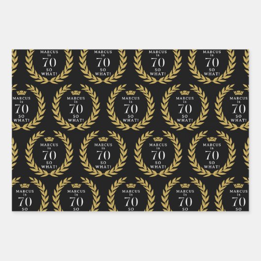 70 Dus wat een grappige Laurel Krans Kroon 70e ver Inpakpapier Vel (Voorkant)