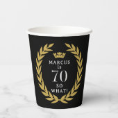 70 Dus wat een grappige Laurel Krans Kroon 70e ver Papieren Bekers (Achterkant)