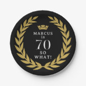 70 Dus wat een grappige Laurel Krans Kroon 70e ver Papieren Bordje (Voorkant)