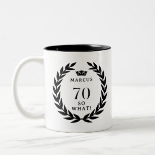 70 Dus wat Grappige Lauwerkrans Kroon 70e Verjaard Tweekleurige Koffiemok