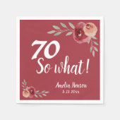 70 Dus wat Roos van de Rode Waterverf 70e verjaard Servet (Voorkant)